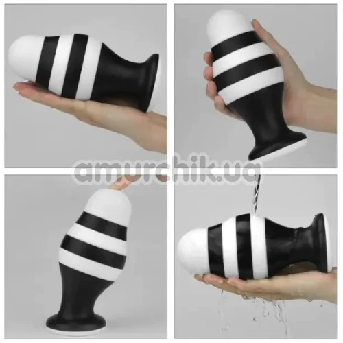 Анальна пробка Love Toy X-Missioner Butt Plug 6.5, чорно-біла