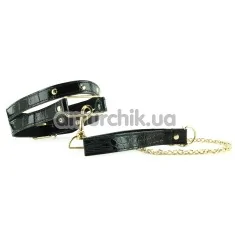 Ошейник с поводком Fetish Fantasy Gold Collar & Leash, черный - Фото №1