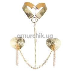 Украшения для сосков с чокером JSY Nipple Sticker RT236114, золотые - Фото №1