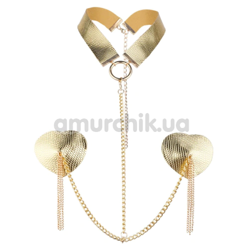 Украшения для сосков с чокером JSY Nipple Sticker RT236114, золотые - Фото №1