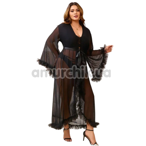 Пеньюар Star Night Sensual Ruffle Night Robe, чорний - Фото №1
