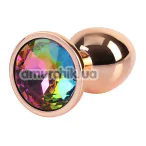 Анальная пробка с радужным кристаллом Matrix Mont Rose Gold Gem Metal Plug S, золотая - Фото №1