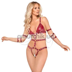 Боди с фиксаторами для рук Bad Kitty Naughty Toys Strap Body, красное - Фото №1