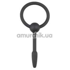 Уретральна вставка Small Silicone Penis Plug With Pull Ring, чорна - Фото №1