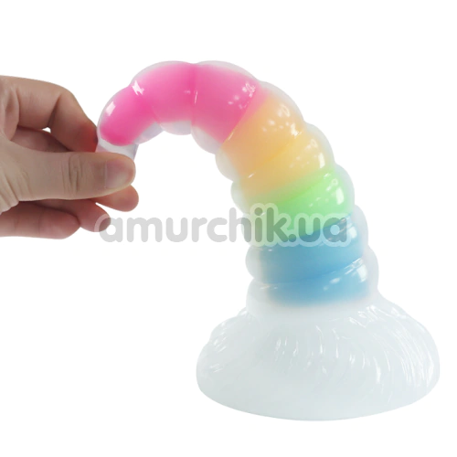 Фаллоимитатор Creature Cocks Uni-Glow Glow-in-the-Dark Rainbow Silicone Dildo, разноцветный