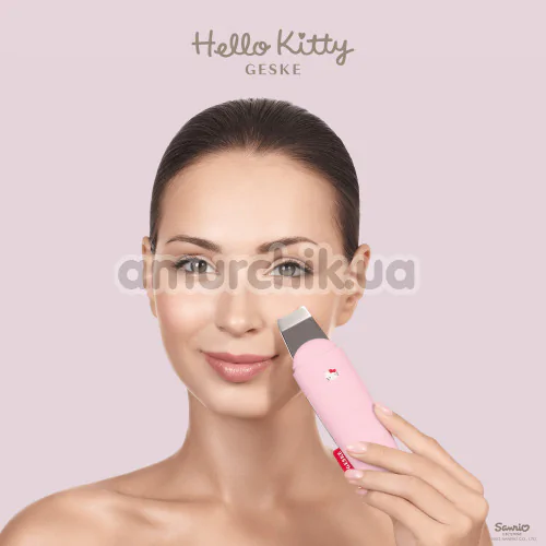 Микротоковый скрабер для кожи лица Geske MicroCurrent Skin Scrubber & Blackhead Remover 9 in 1 - Hello Kitty, розовый