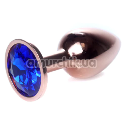 Анальная пробка с синим кристаллом Exclusivity Jewellery Red Gold Plug, золотая - Фото №1