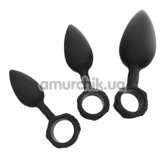 Набор из 3 анальных пробок Bathmate Anal Training Plugs, черный - Фото №1