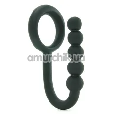 Ерекційне кільце зі стимулятором простати Ball Cinch With Anal Bead, чорне - Фото №1