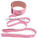 Ошейник с поводком DS Fetish Wide Collar With Leash розовый - Фото №1