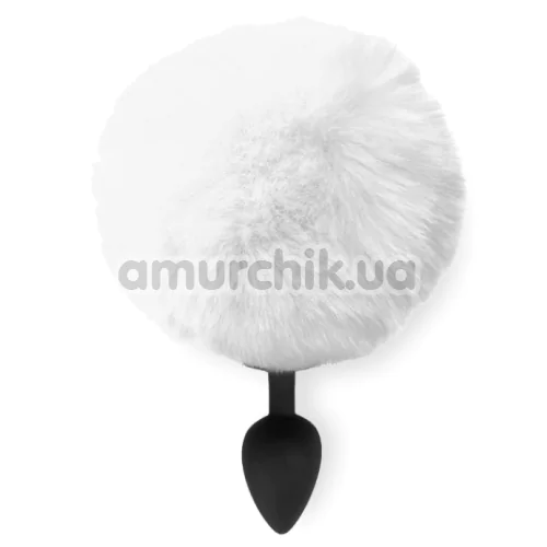 Анальная пробка с белым хвостиком Art Of Sex Silicone Butt Plug Rabbit Tail M, черная