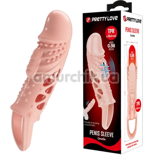 Насадка на пенис с вибрацией Pretty Love Penis Sleeve Cecelia, телесная