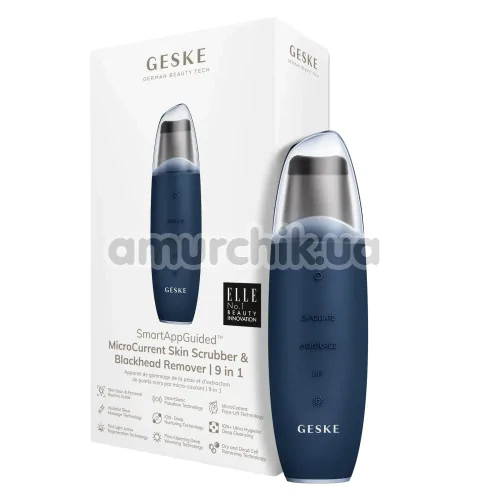 Мікрострумовий скрабер для шкіри обличчя Geske MicroCurrent Skin Scrubber & Blackhead Remover 9 in 1, синій
