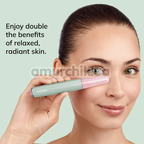 Ручка-масажер для обличчя Geske Double-Sided Rose Quartz Depuffing Pen 7 in 1, зелений