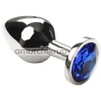 Анальная пробка с синим кристаллом SWAROVSKI Silver Sapphire Middle, серебряная - Фото №1