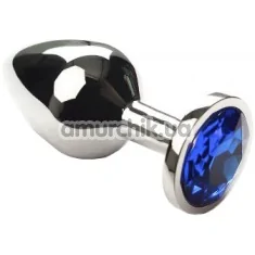 Анальна пробка з синім кристалом SWAROVSKI Silver Sapphire Middle, срібна - Фото №1