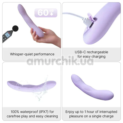 Вібратор для точки G з поштовхами і підігрівом Svakom Selena, фіолетовий