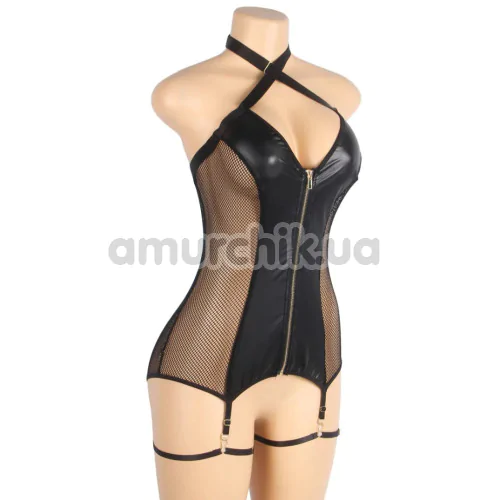 Корсет з гартерами Star Night Deep V Halter Corset, чорний