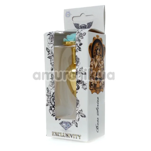 Анальная пробка с бирюзовой розочкой Exclusivity Jewellery Gold Rose Plug, золотая