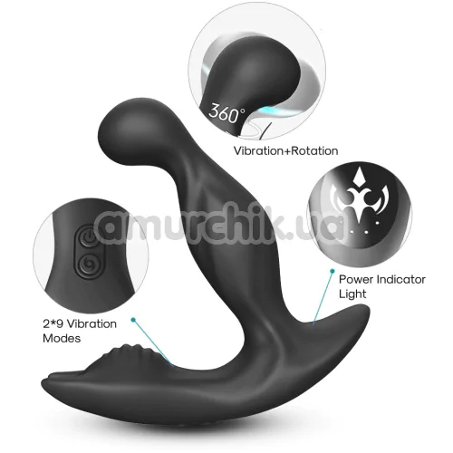 Вібростимулятор простати з ротацією Prostate Massager Bat King, чорний