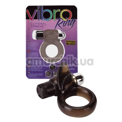 Виброкольцо Vibro Ring Clitoral Tongue, черное