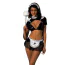 Костюм горничной JSY Sexy Lingerie 3702, черный: бюстгальтер + топ + юбка + головной убор + чокер + метелка - Фото №1