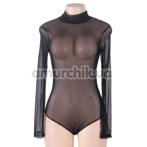 Боді Paris Hollywood Long Sleeve Mesh Bodysuit With Halter Neck, чорне