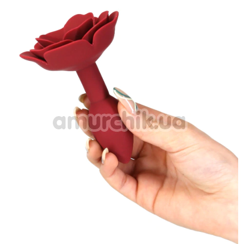 Анальная пробка + вибропуля Lux Active Red Rose Silicone Anal Plug, красная