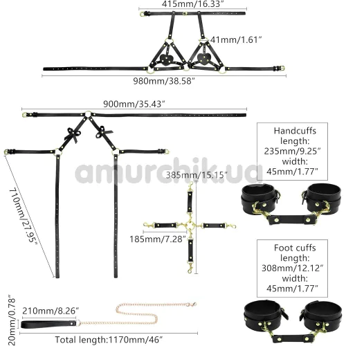 Бондажный набор Lockink Yeahwow Forced Nadu Pose Correction Set, черный
