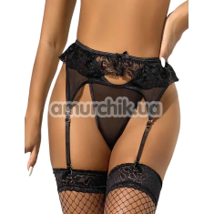 Трусики с поясом для чулок Star Night Lace Thong&Belt, черные - Фото №1