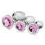 Набор анальных пробок с розовым кристаллом Booty Sparks Pink Gem Glass Anal Plug Set, прозрачный - Фото №1