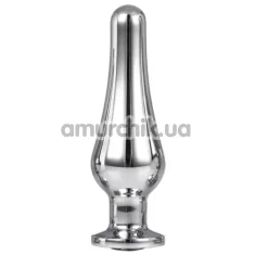 Анальная пробка с прозрачным кристаллом Gleaming Love Medium Pleasure Plug, серебряная - Фото №1