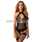 Боді Obsessive Dominna, чорне - Фото №1