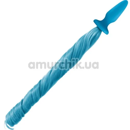 Анальная пробка с голубым хвостом Unicorn Tails Pastel, голубая