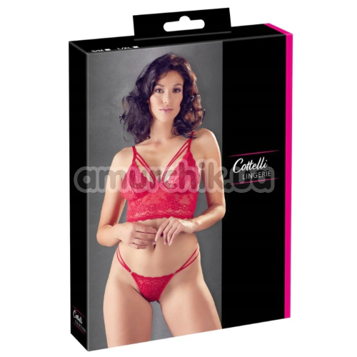 Комплект Cottelli Lingerie Set 221363031, красный: топ + трусики-стринги