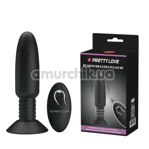 Анальна пробка з вібрацією і ротацією Pretty Love Beaded For Extra Pleasure, чорна