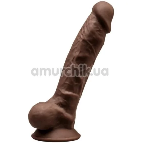 Фалоімітатор Silexd Premium Silicone Dildo Model 1 Size 7, коричневий - Фото №1