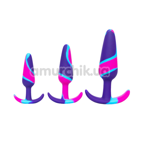 Набор из 3 анальных пробок Colorful Anal Plug, разноцветный - Фото №1