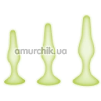 Набор анальных пробок Whipsmart Glow In The Dark Collection 3PC Silicone Anal Training Kit, желтый - Фото №1