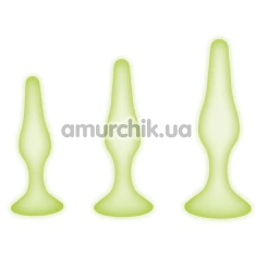 Набір анальних пробок Whipsmart Glow In The Dark Collection 3PC Silicone Anal Training Kit, жовтий - Фото №1