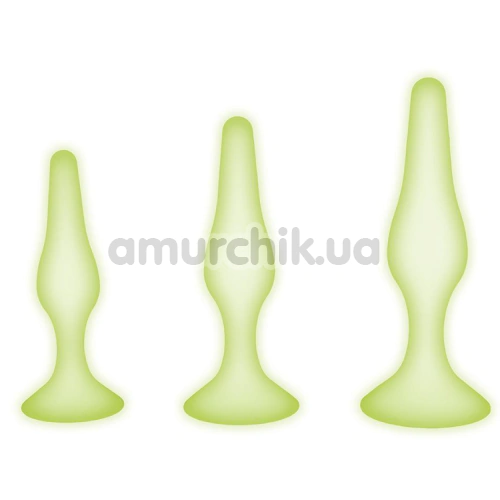 Набор анальных пробок Whipsmart Glow In The Dark Collection 3PC Silicone Anal Training Kit, желтый - Фото №1