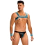 Комплект мужской Star Night Men's Set With Harness & Wrist Restraints, черно-голубой: портупея + трусы-джоки + фиксаторы для рук - Фото №4