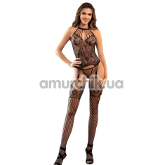 Комбинезон Star Night Strappy Halter Open Crotch Fishnet Bodystocking, черный - Фото №1