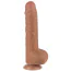 Фаллоимитатор Sliding-Skin Dual Layer Dong 9.5 с мошонкой, светло-коричневый - Фото №1