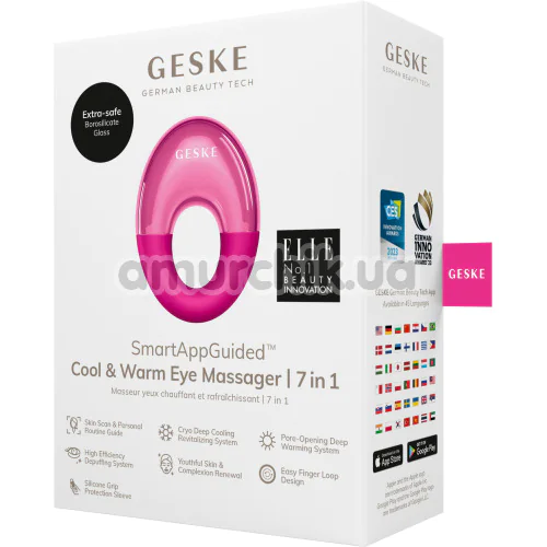 Массажер для глаз Geske Cool & Warm Eye Massager 7 in 1, ярко-розовый
