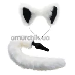 Набір Tailz White Fox Tail, Anal Plug & Ears Set, білий - Фото №1