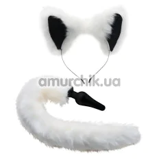 Набір Tailz White Fox Tail, Anal Plug & Ears Set, білий - Фото №1