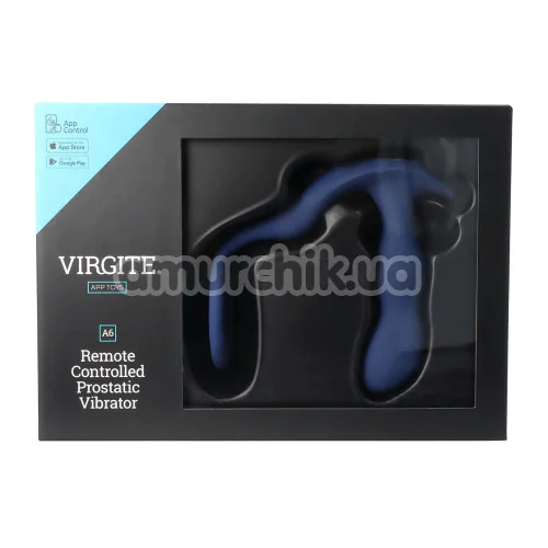 Вібростимулятор простати з ерекційним кільцем Virgite App Toys Remote Controlled Prostatic Vibrator A6, синій