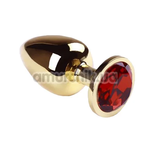 Анальна пробка з червоним кристалом SWAROVSKI Gold Ruby Big, золота