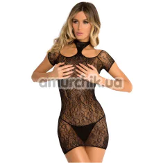 Сукня High Neck Cold Shoulder Lace, чорна - Фото №1